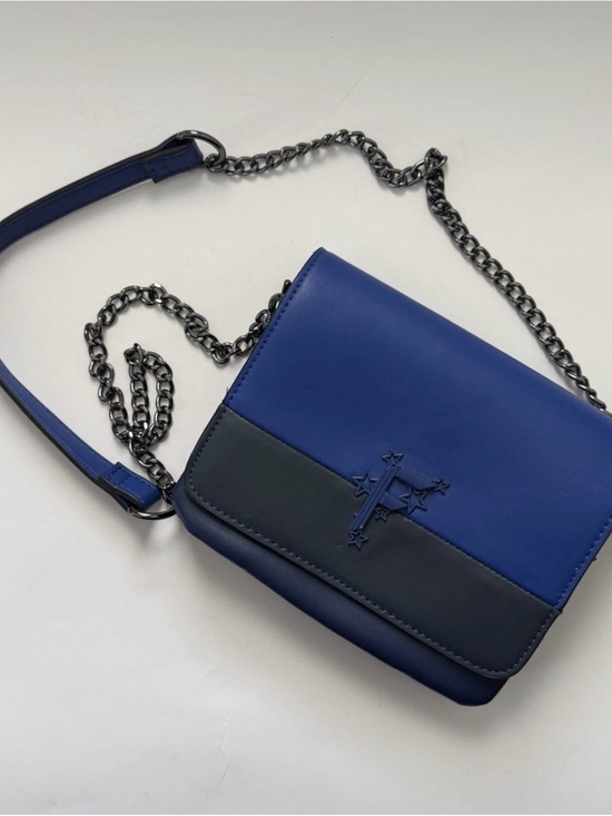 Fiorelli Handbags - Fiorelli Blue Shoulder Bag Chain Strap Logo Accent Matte Gunmetal Hardware Women
